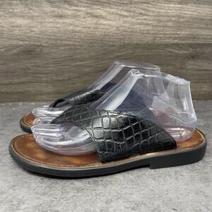 Munro Sandals Womens Size 8 Slides Brown Black Leather Crocodile Pattern